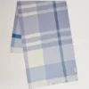 Large Check Merino Wool Scarf Poplin Blue & White Merino Wool Large Check Merino Wool Scarf Poplin Blue & White Merino Wool