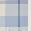 Large Check Merino Wool Scarf Poplin Blue & White Merino Wool Large Check Merino Wool Scarf Poplin Blue & White Merino Wool