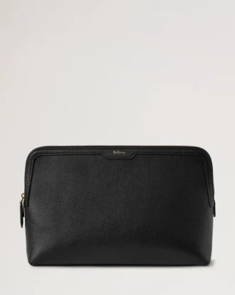 Large Cosmetic Pouch Black Small Classic Grain Women