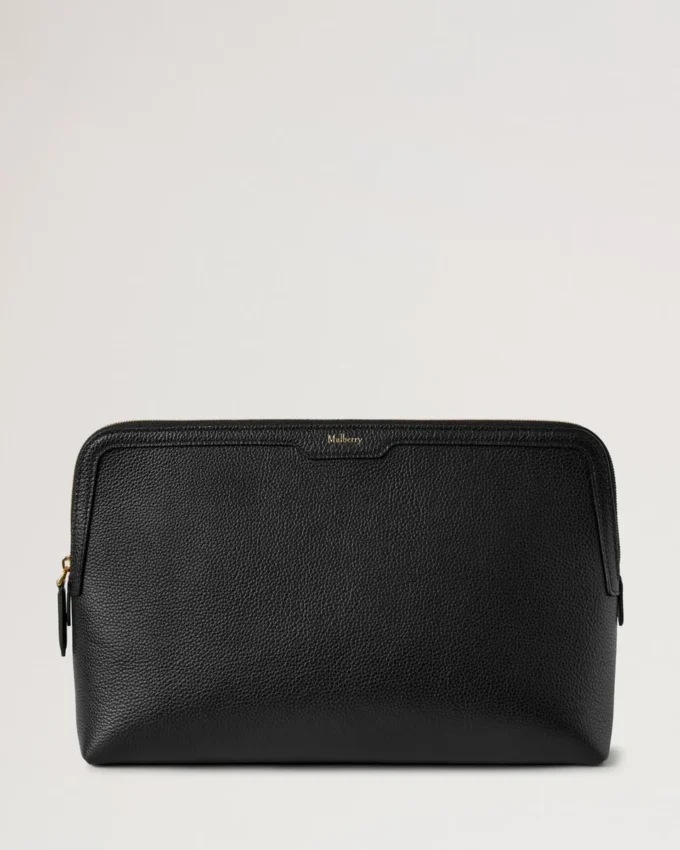 Large Cosmetic Pouch Black Small Classic Grain Women