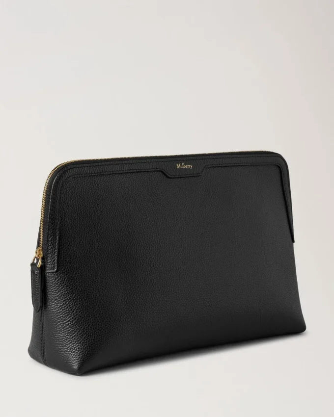 Large Cosmetic Pouch Black Small Classic Grain Women