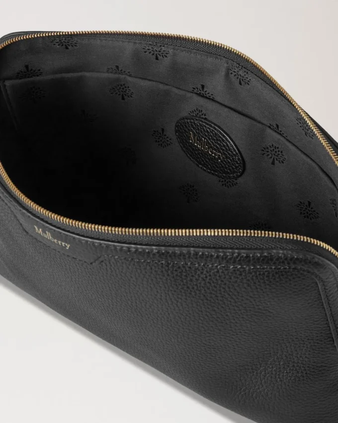 Large Cosmetic Pouch Black Small Classic Grain Women
