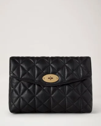 Large Darley Cosmetic Pouch Black Quilted Nappa