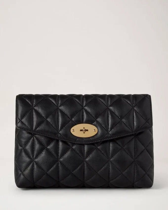Large Darley Cosmetic Pouch Black Quilted Nappa