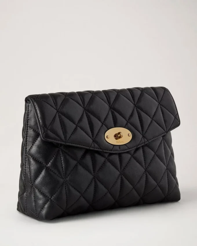 Large Darley Cosmetic Pouch Black Quilted Nappa