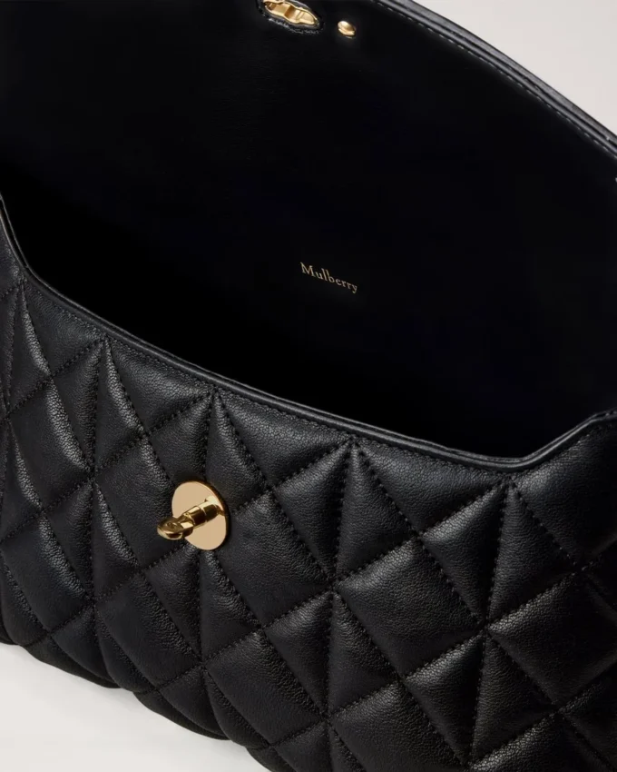 Large Darley Cosmetic Pouch Black Quilted Nappa
