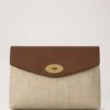 Large Darley Cosmetic Pouch Ecru & Bright Oak Raffia & Leather Trim