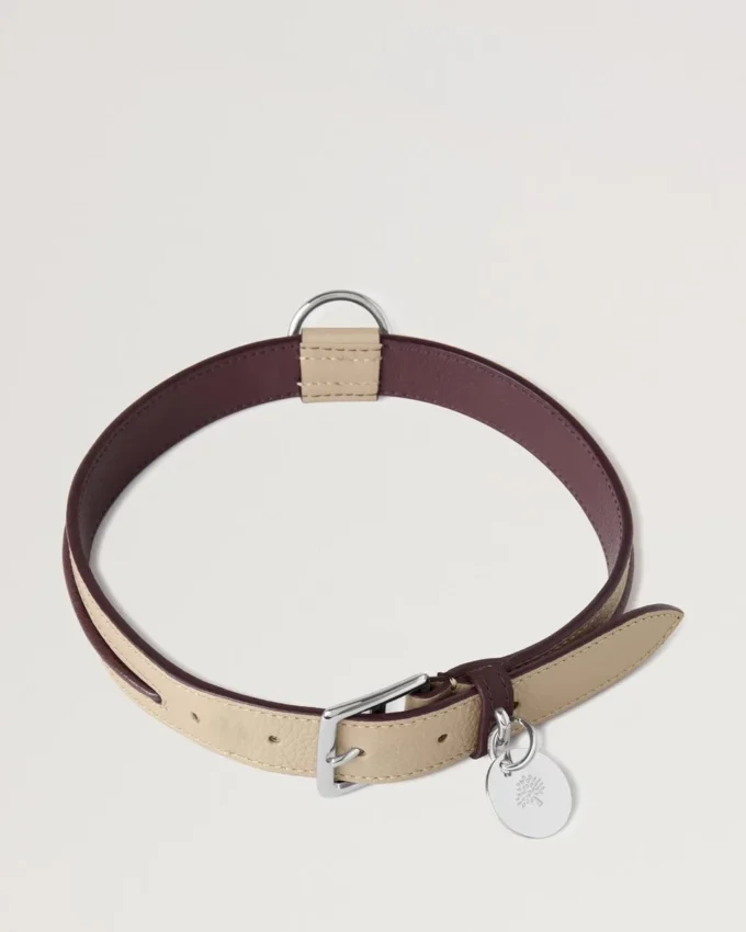Large Leather Dog Collar Dune & Oxblood Small Classic Grain Large Leather Dog Collar Dune & Oxblood Small Classic Grain