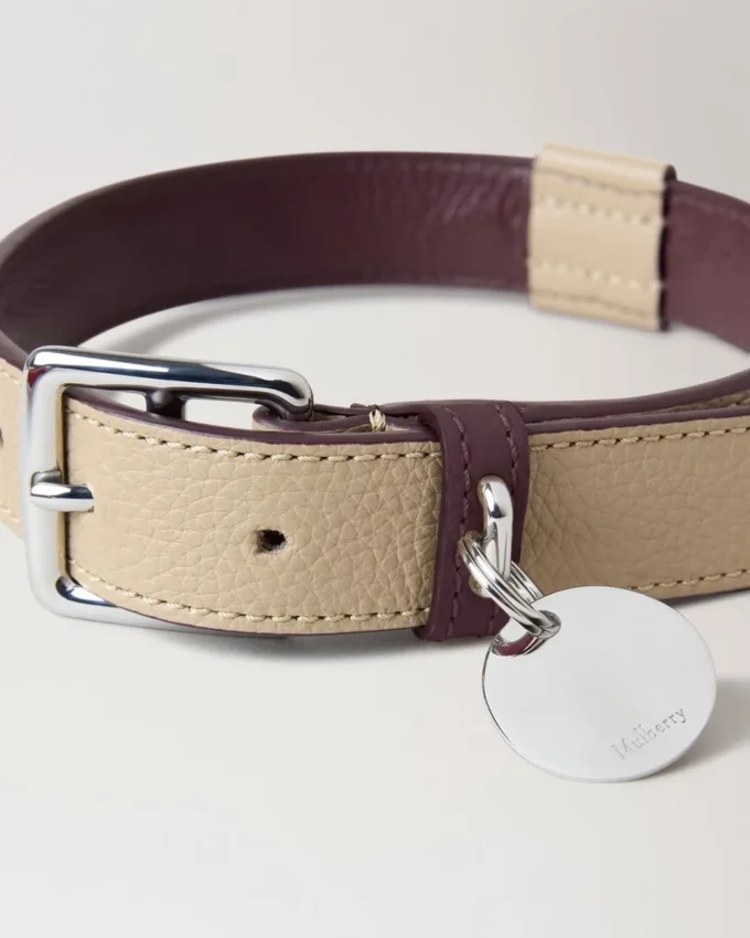 Large Leather Dog Collar Dune & Oxblood Small Classic Grain Large Leather Dog Collar Dune & Oxblood Small Classic Grain