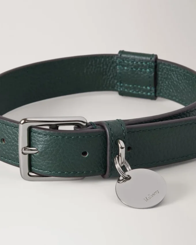 Large Leather Dog Collar Mulberry Green Small Classic Grain Large Leather Dog Collar Mulberry Green Small Classic Grain