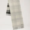 Large Reversible Heritage Check Scarf Eggshell & Black Merino Wool