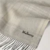 Large Reversible Heritage Check Scarf Eggshell & Black Merino Wool