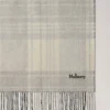 Large Reversible Heritage Check Scarf Eggshell & Black Merino Wool