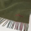 Large Reversible Heritage Check Scarf Moss & Sky Blue Merino Wool Large Reversible Heritage Check Scarf Moss & Sky Blue Merino Wool