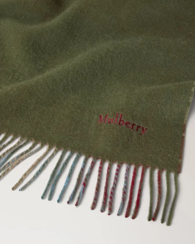 Large Reversible Heritage Check Scarf Moss & Sky Blue Merino Wool Large Reversible Heritage Check Scarf Moss & Sky Blue Merino Wool