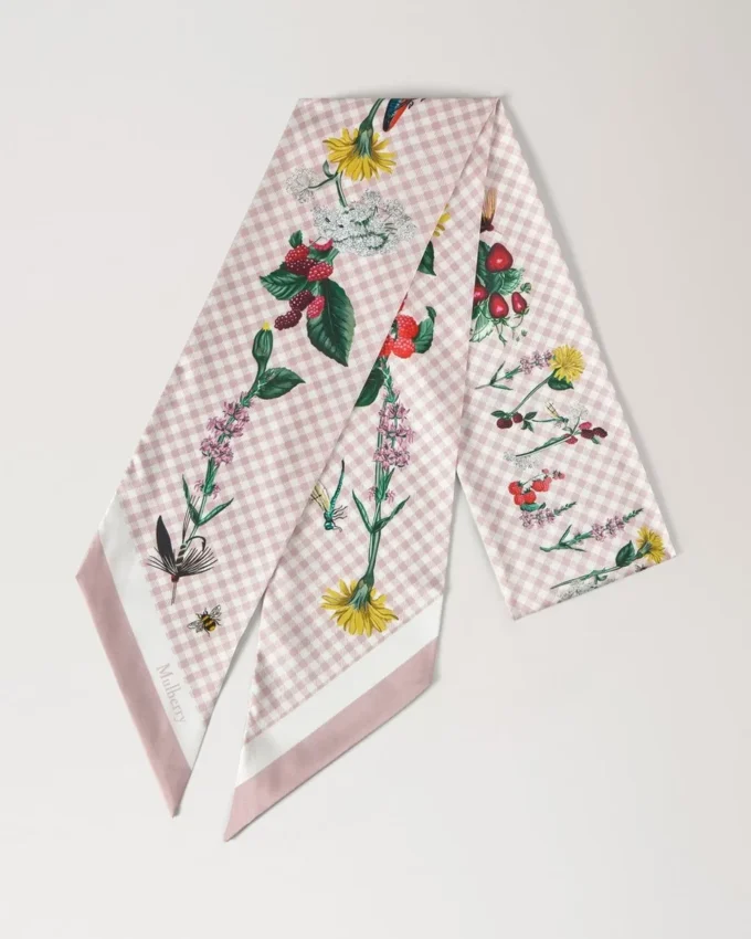 Large Skinny Scarf – Riverside Floral Blossom Pink Recycled Polyester Large Skinny Scarf – Riverside Floral Blossom Pink Recycled Polyester