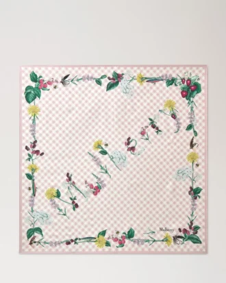 Large Square Scarf – Riverside Floral Blossom Pink Silk Twill