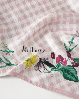 Large Square Scarf – Riverside Floral Blossom Pink Silk Twill