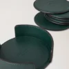 Leather Coaster Set Mulberry Green Calf Leather Leather Coaster Set Mulberry Green Calf Leather