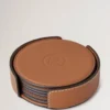 Leather Coaster Set Vintage Oak Calf Leather Lifestyle