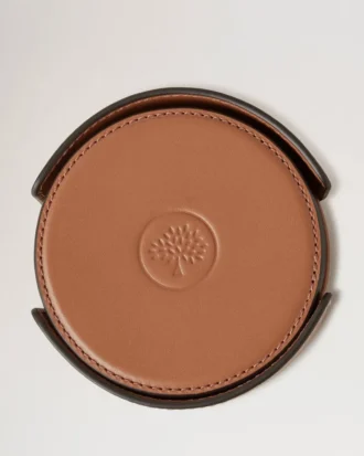 Leather Coaster Set Vintage Oak Calf Leather Lifestyle