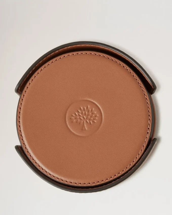 Leather Coaster Set Vintage Oak Calf Leather Lifestyle