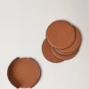 Leather Coaster Set Vintage Oak Calf Leather Lifestyle
