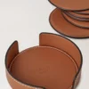 Leather Coaster Set Vintage Oak Calf Leather Lifestyle