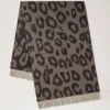 Leopard Merino Wool Scarf Ebony & Maple Merino Wool