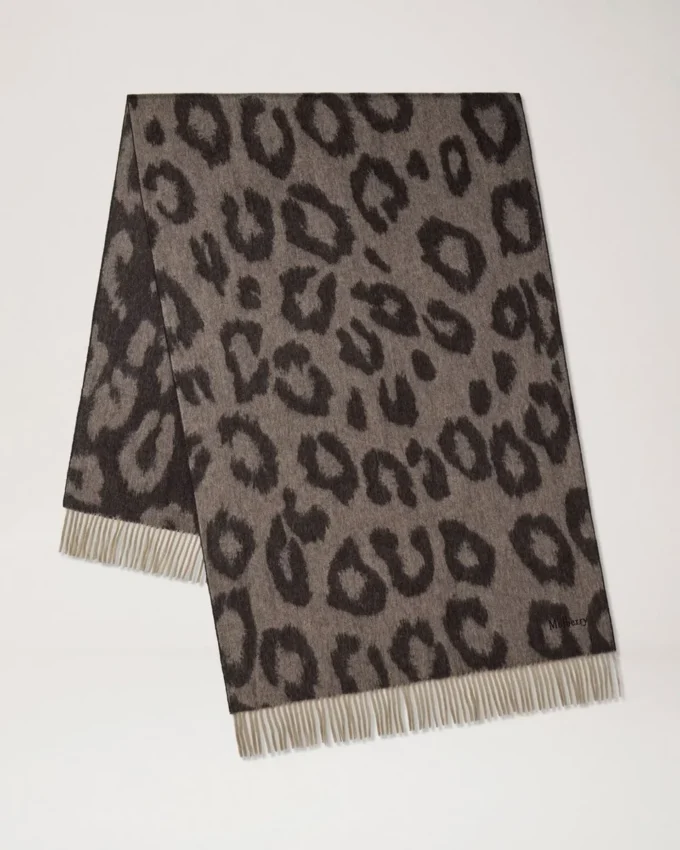 Leopard Merino Wool Scarf Ebony & Maple Merino Wool