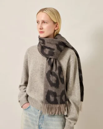 Leopard Merino Wool Scarf Ebony & Maple Merino Wool