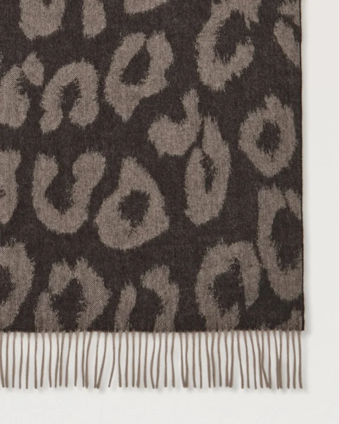 Leopard Merino Wool Scarf Ebony & Maple Merino Wool