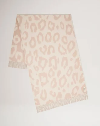 Leopard Merino Wool Scarf Maple & Ecru Merino Wool