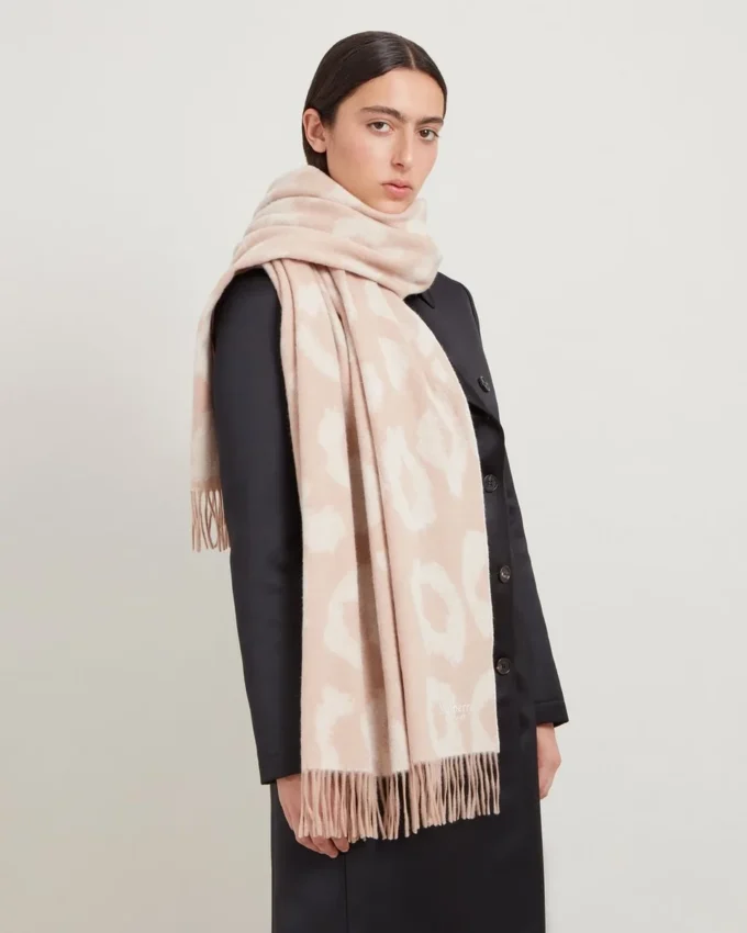 Leopard Merino Wool Scarf Maple & Ecru Merino Wool Leopard Merino Wool Scarf Maple & Ecru Merino Wool