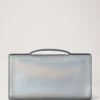Lily Clutch Silver Iridescent Lizard Embossed Leather