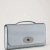 Lily Clutch Silver Iridescent Lizard Embossed Leather