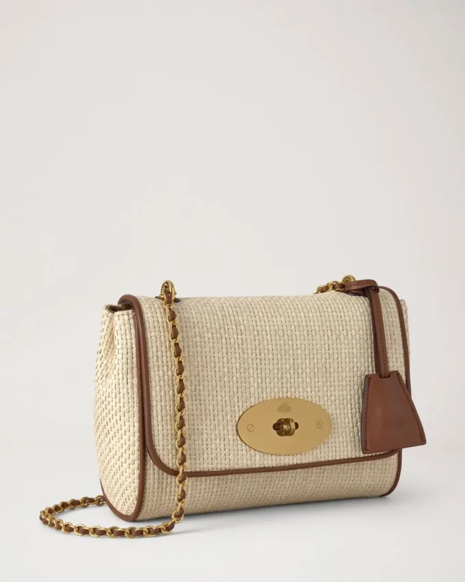 Lily Ecru & Bright Oak Raffia & Leather Trim Women