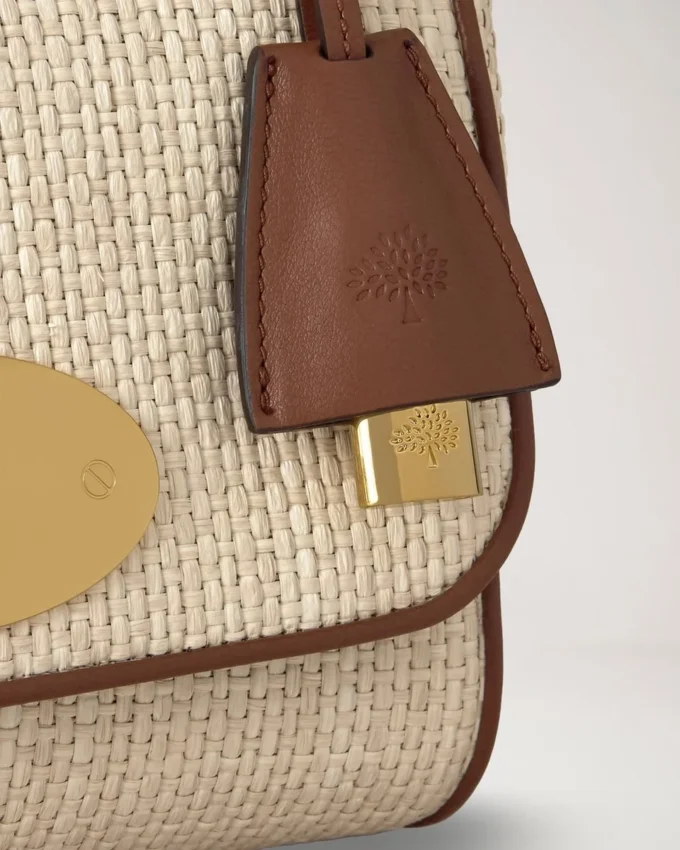 Lily Ecru & Bright Oak Raffia & Leather Trim Women
