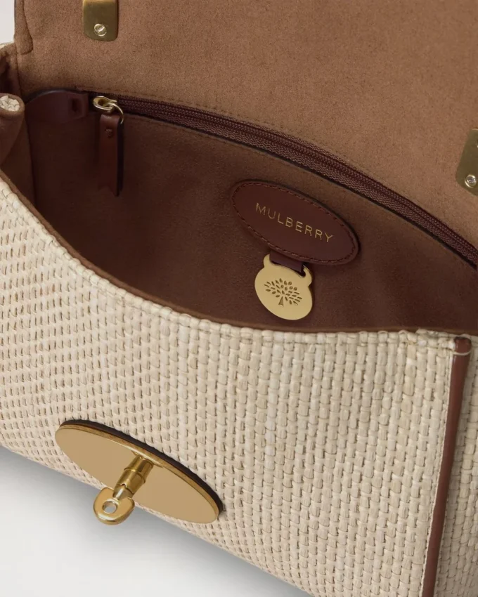 Lily Ecru & Bright Oak Raffia & Leather Trim Women