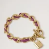 Lily Leather Chain Bracelet Medium Orchid Bloom Small Classic Grain & Plated Stainless Steel Lily Leather Chain Bracelet Medium Orchid Bloom Small Classic Grain & Plated Stainless Steel