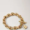 Lily Leather Chain Bracelet Small Crumpet Small Classic Grain & Plated Stainless Steel Lily Leather Chain Bracelet Small Crumpet Small Classic Grain & Plated Stainless Steel