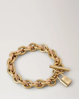Lily Leather Chain Bracelet Small Crumpet  Small Classic Grain & Plated Stainless Steel