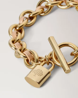 Lily Leather Chain Bracelet Small Crumpet  Small Classic Grain & Plated Stainless Steel
