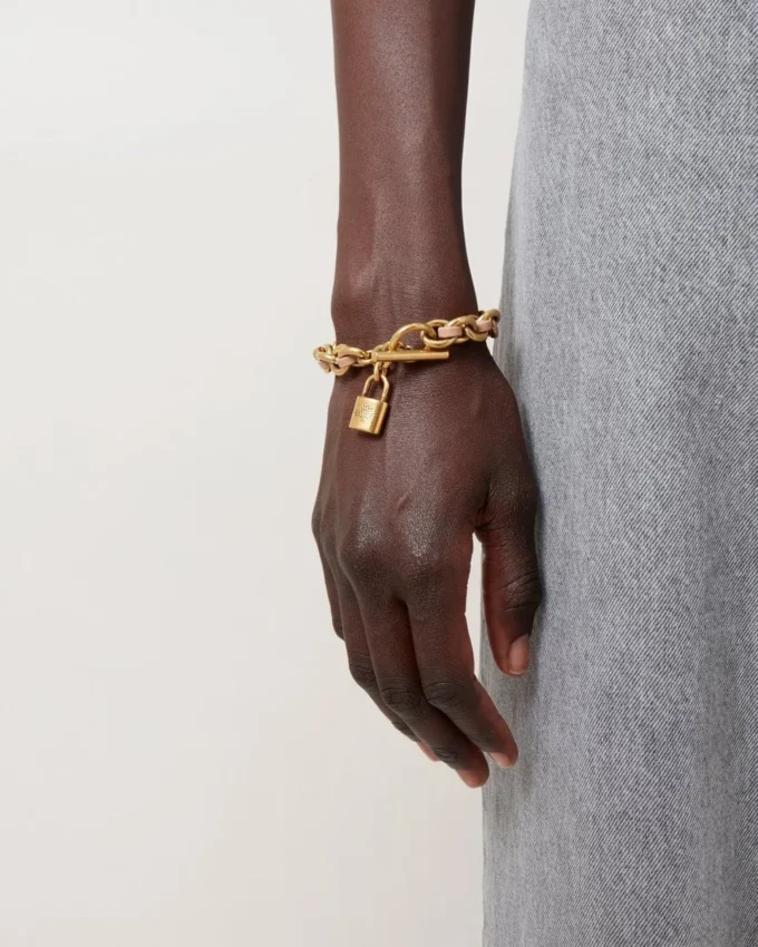 Lily Leather Chain Bracelet Small Maple Leather & Metal