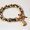 Lily Leather Chain Bracelet Small Mulberry Green Leather & Metal Lily Leather Chain Bracelet Small Mulberry Green Leather & Metal