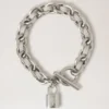 Lily Leather Chain Bracelet Medium Pale Grey Silky Calf & Silver Plated Stainless Steel Lily Leather Chain Bracelet Medium Pale Grey Silky Calf & Silver Plated Stainless Steel