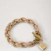 Lily Leather Chain Bracelet Medium Powder Pink Small Classic Grain & Plated Stainless Steel Lily Leather Chain Bracelet Medium Powder Pink Small Classic Grain & Plated Stainless Steel
