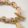 Lily Leather Chain Bracelet Medium Powder Pink Small Classic Grain & Plated Stainless Steel Lily Leather Chain Bracelet Medium Powder Pink Small Classic Grain & Plated Stainless Steel