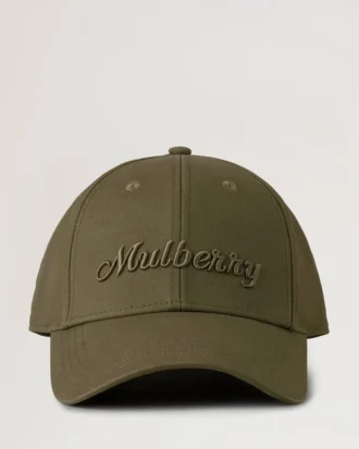 Logo Embroidered Baseball Cap Linen Green Cotton Logo Embroidered Baseball Cap Linen Green Cotton
