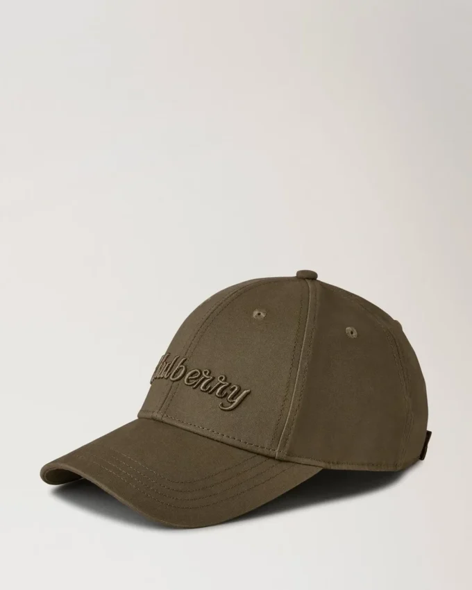 Logo Embroidered Baseball Cap Linen Green Cotton Logo Embroidered Baseball Cap Linen Green Cotton